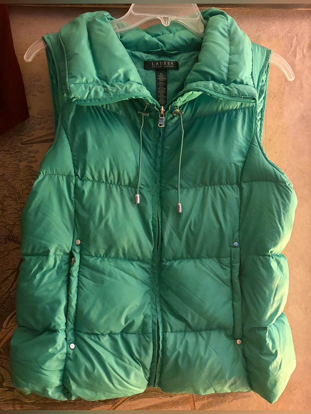 * Lauren Ralph Lauren Spring Green Quilted Down Fill Puffer Vest SZ Medium *
